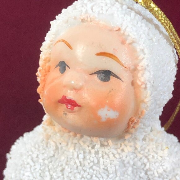 Vintage Christmas Ornament Snowbaby Snow Scene Covered Feet Lantern Figurine - Picture 8 of 9